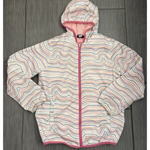 Lands’ End Girls Rainbow Colored Hooded Rain Jacket Size XL (14-16) Hooded